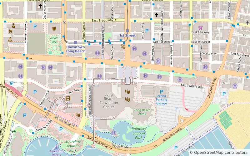 2 hotels within about a 10-minute walk of Pine Avenue
